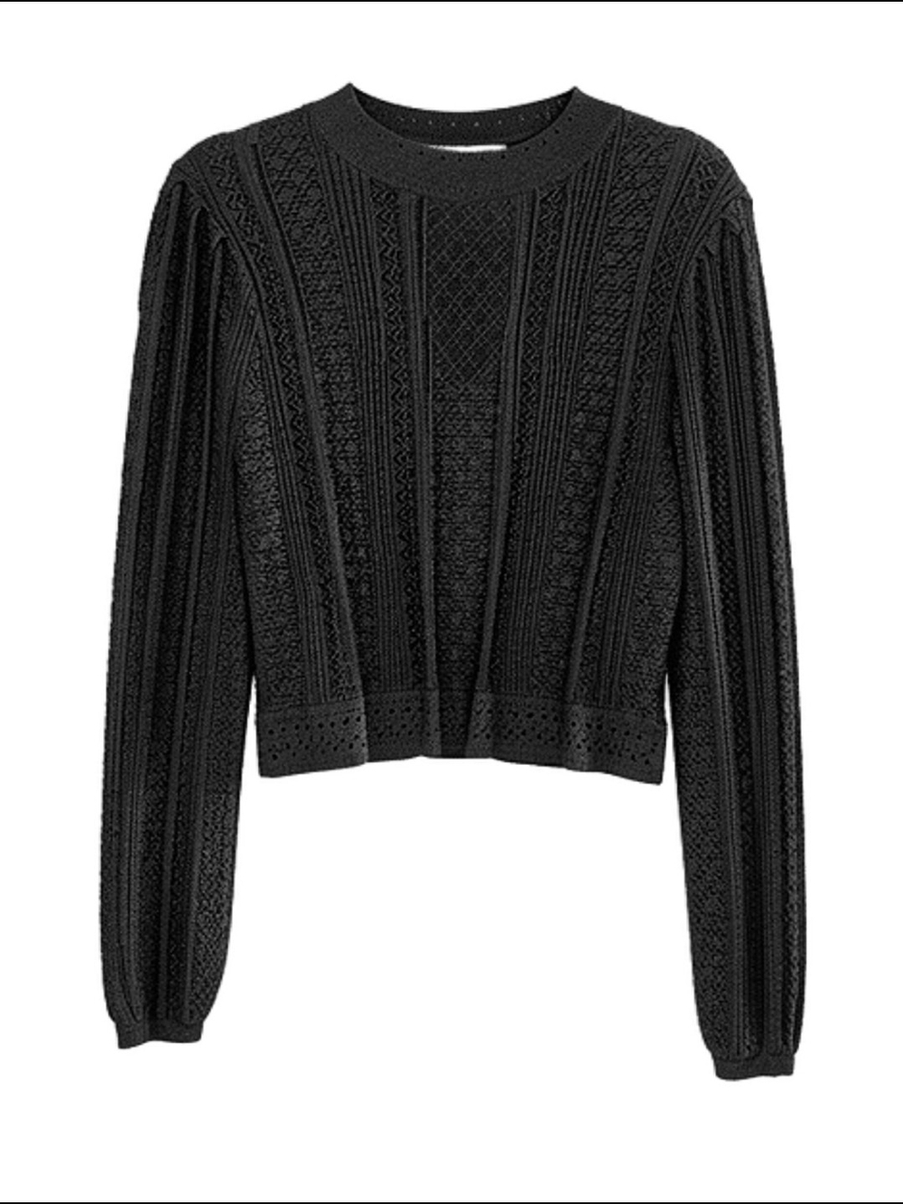 Ever New Black Crochet Knit Sheer Sweater Top Medium